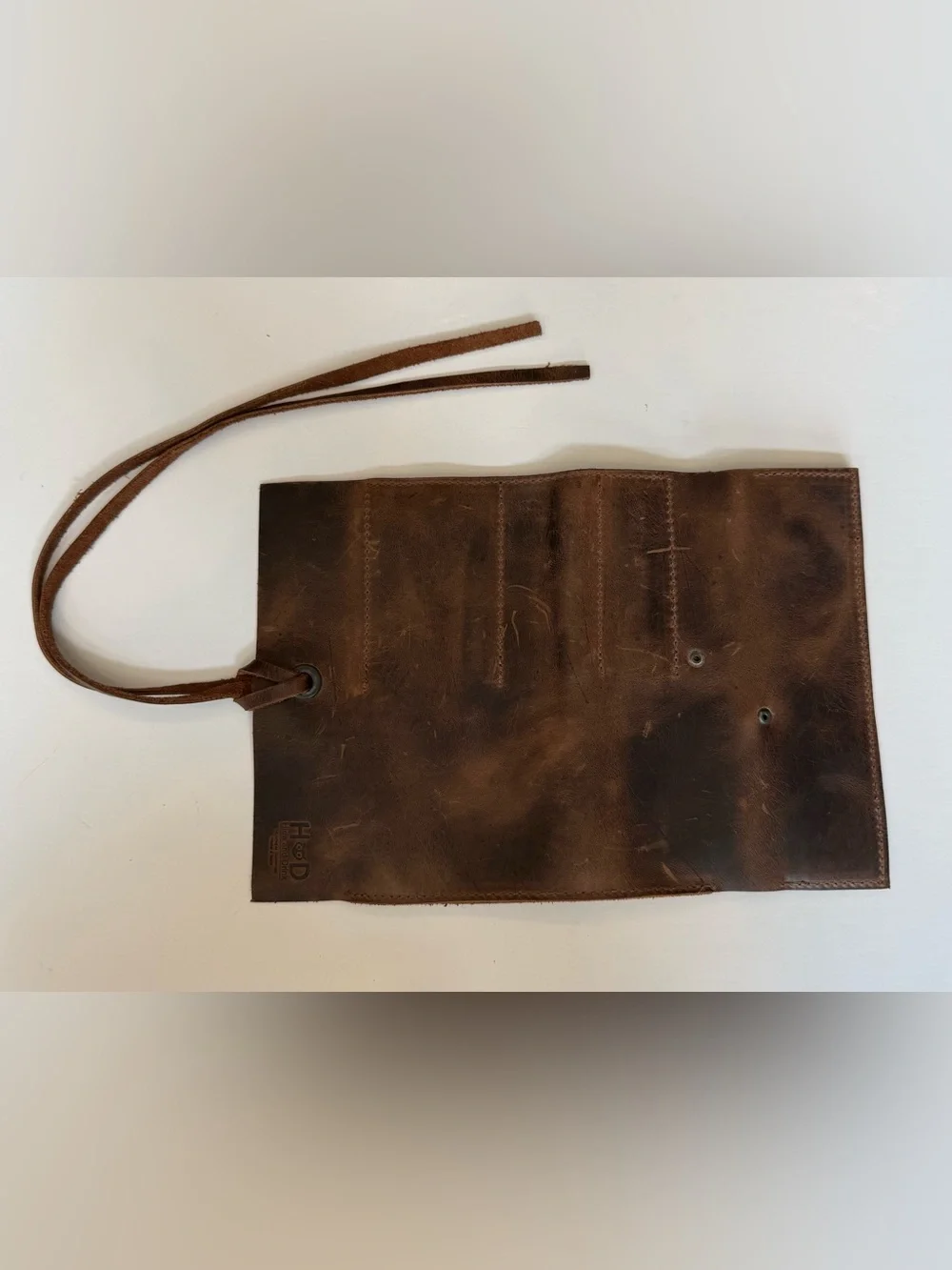 Hide And Drink Leather Multi Purpose Pencil Roll Up Pouch Brown Hand Crafted